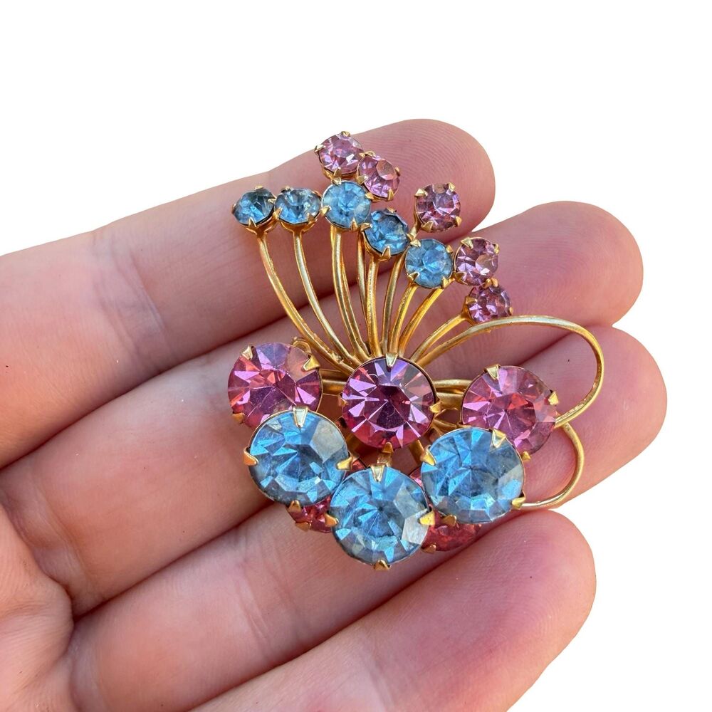 Vintage Jewelry Gender Reveal Jewelry Pink and Blue Brooch